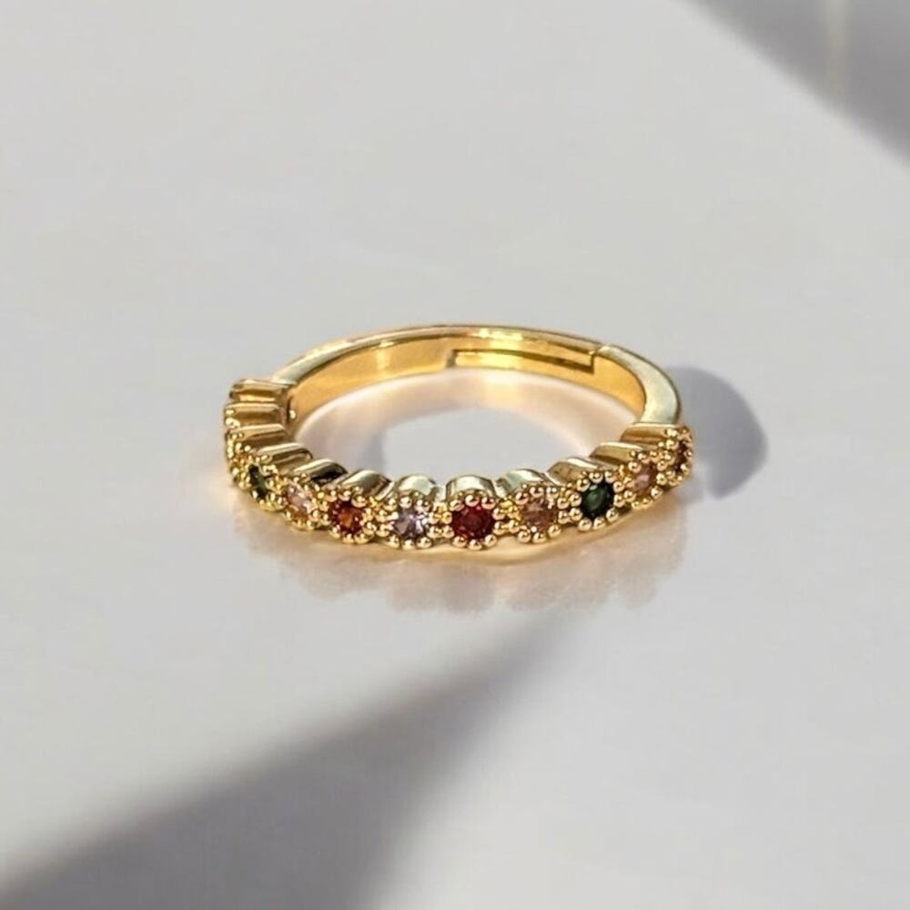 Colorful Adjustable Gold Ring - Picture 3 of 7